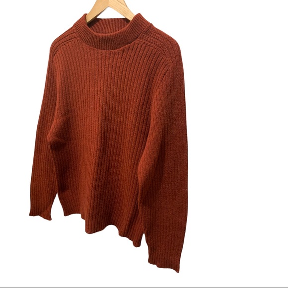 ROBERT BRUCE RUSTIC ORANGE RIBBED SHETLAND WOOL BLEND LONG SLEEVE SWEATER SZ MED - Picture 3 of 14